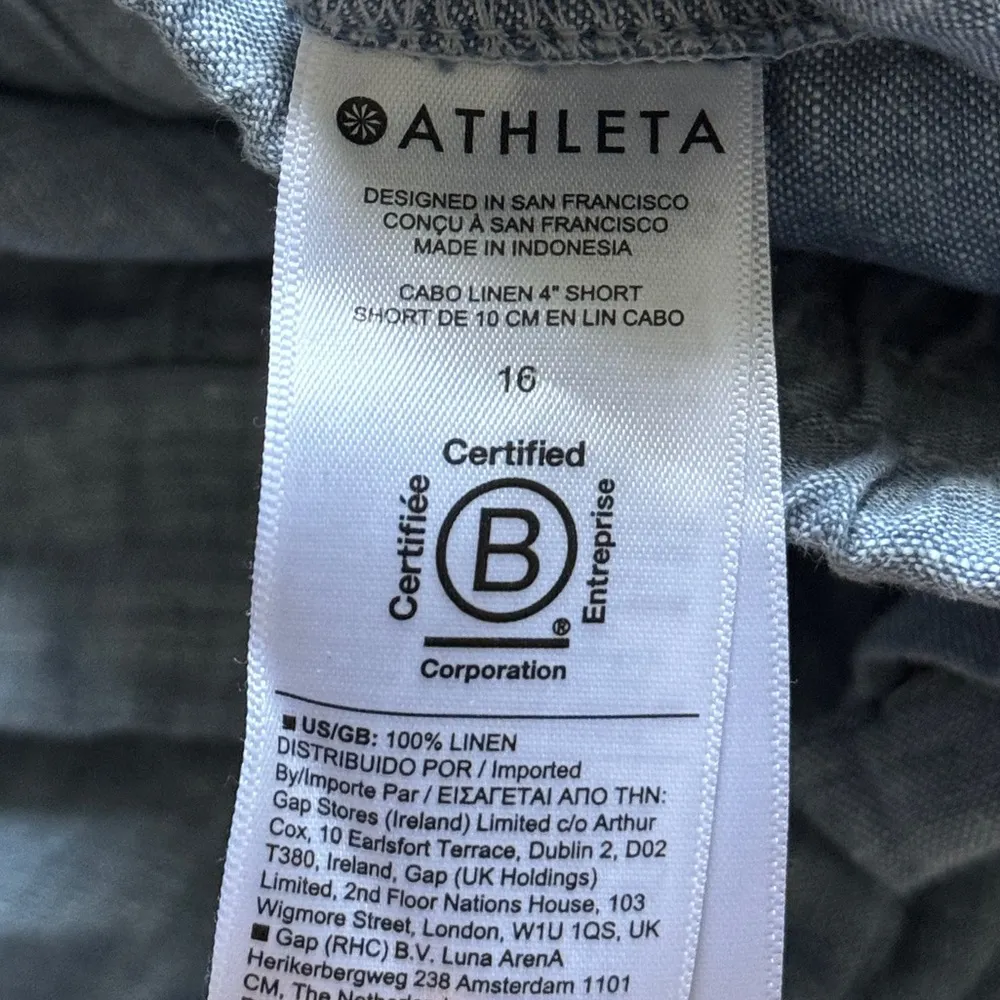 Athleta Cabo Textured Linen Shorts in Chambray Blue Size 16 Stretch - Image 7