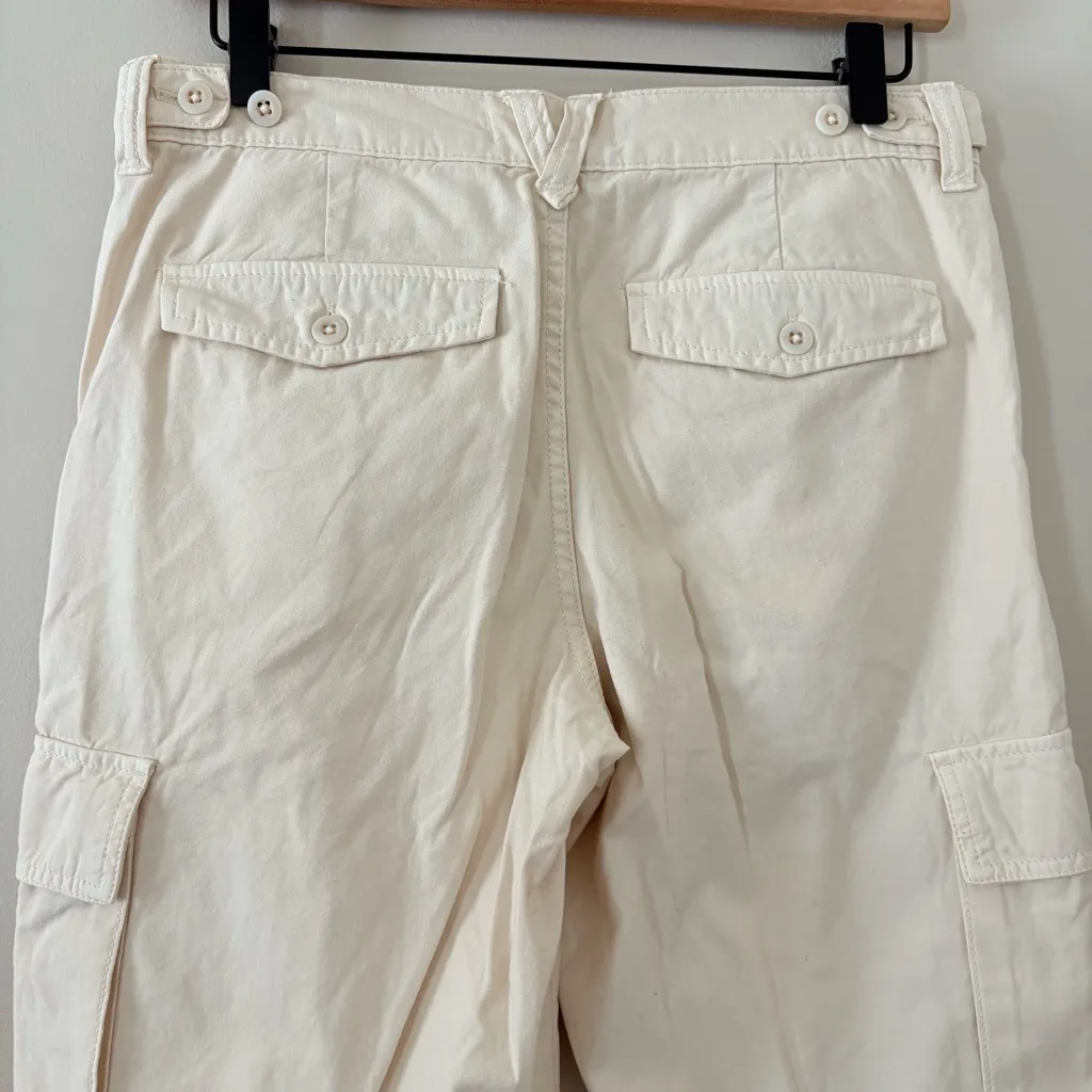 Madewell Garment-Dyed Low-Slung Straight Cargo Pants Cream Vintage Linen 26 - Image 10