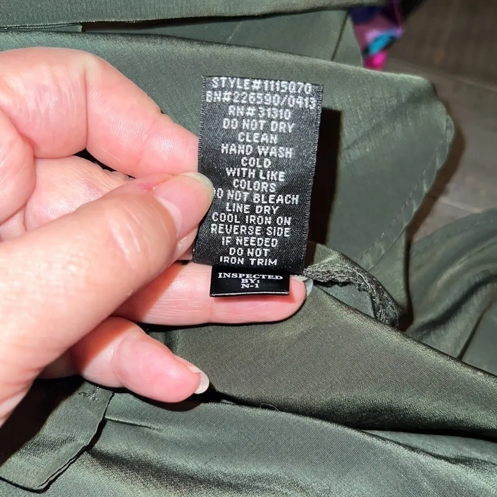 A. Byer Olive Green Studded‎ Collar Button Down Dress Size M - Image 8