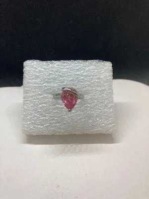 Handmade Pink CZ Tibetan Silver Ring - Size 6.75 - Image 2