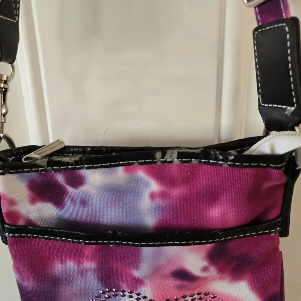 Undee Bandz Crossbody Bag Purse Pink Tie Dye Heart Peace Sign - Image 8