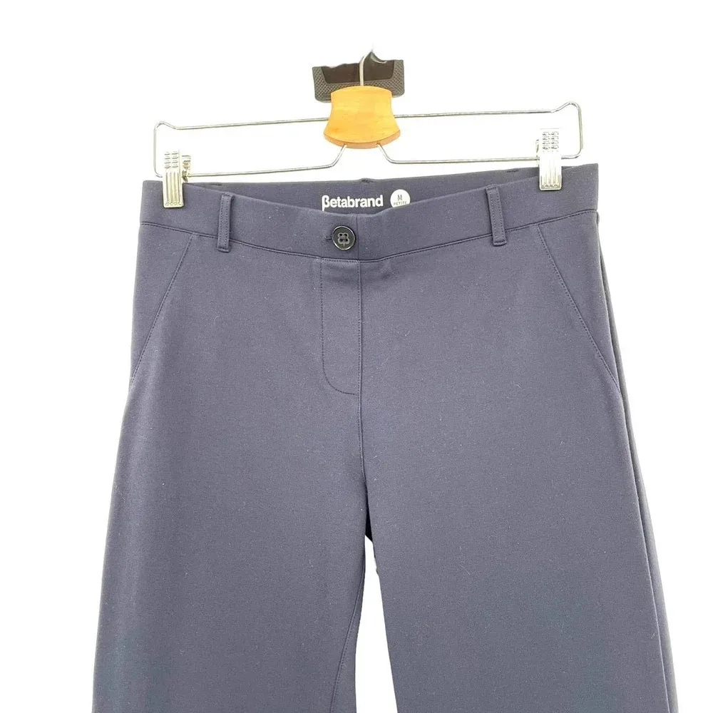 Betabrand Straight-Leg Classic Dress Pant Yoga Pant Navy Blue Size Medium Petite - Image 3