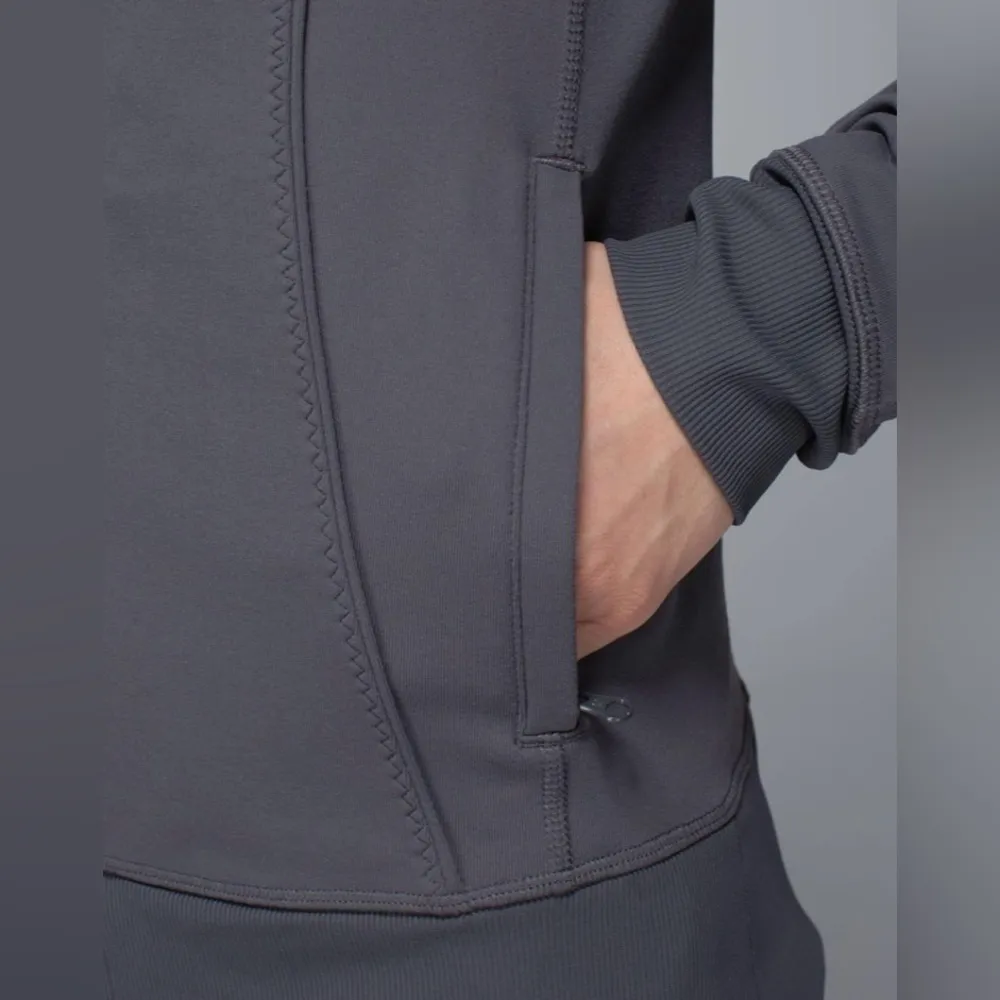 Lululemon Nice Asana Jacket Brushed Soot Light Color Gray Size 4 Full Zipper - Image 6