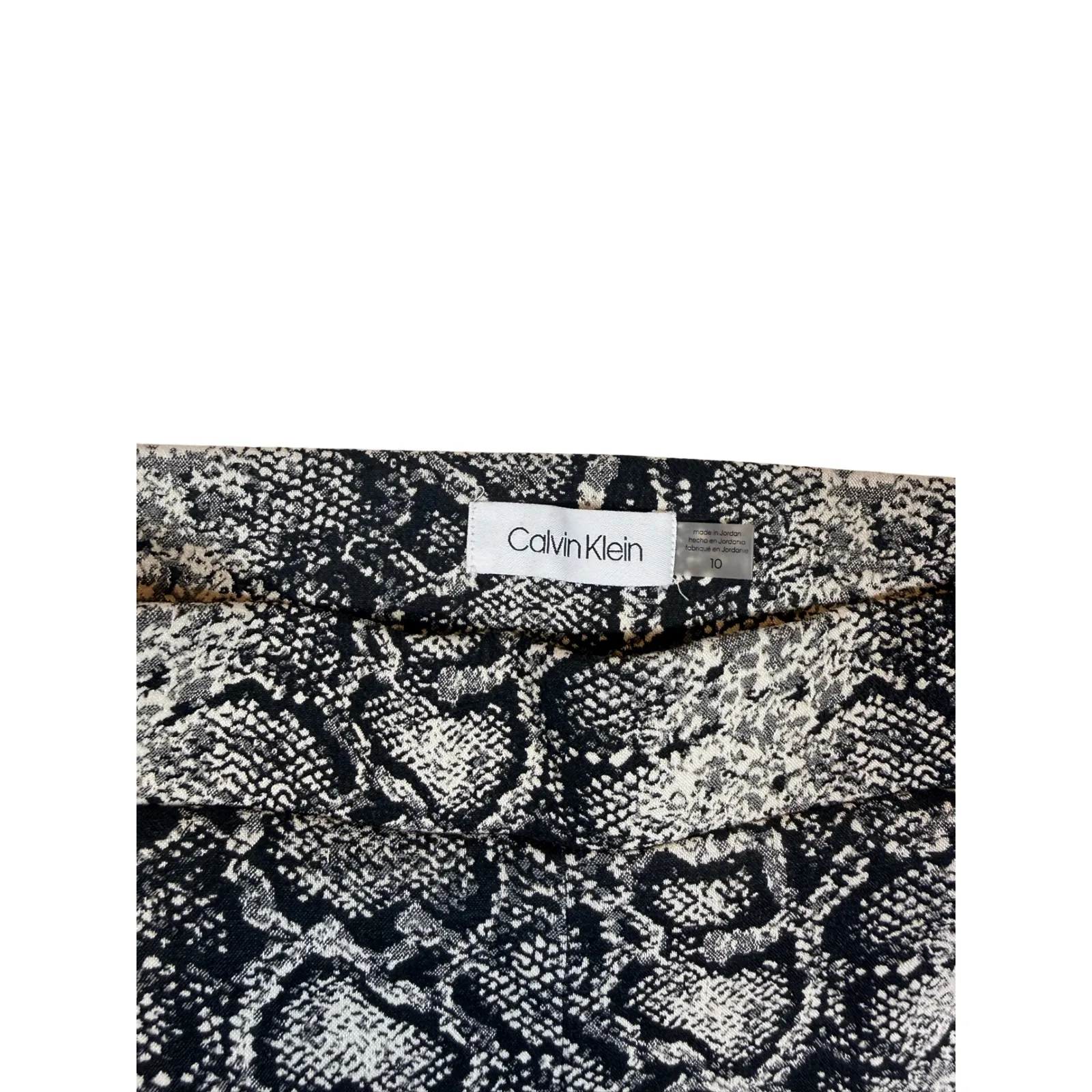 Calvin Klein Womens Snake Print Skinny Pants Black White Size 10 - Image 3
