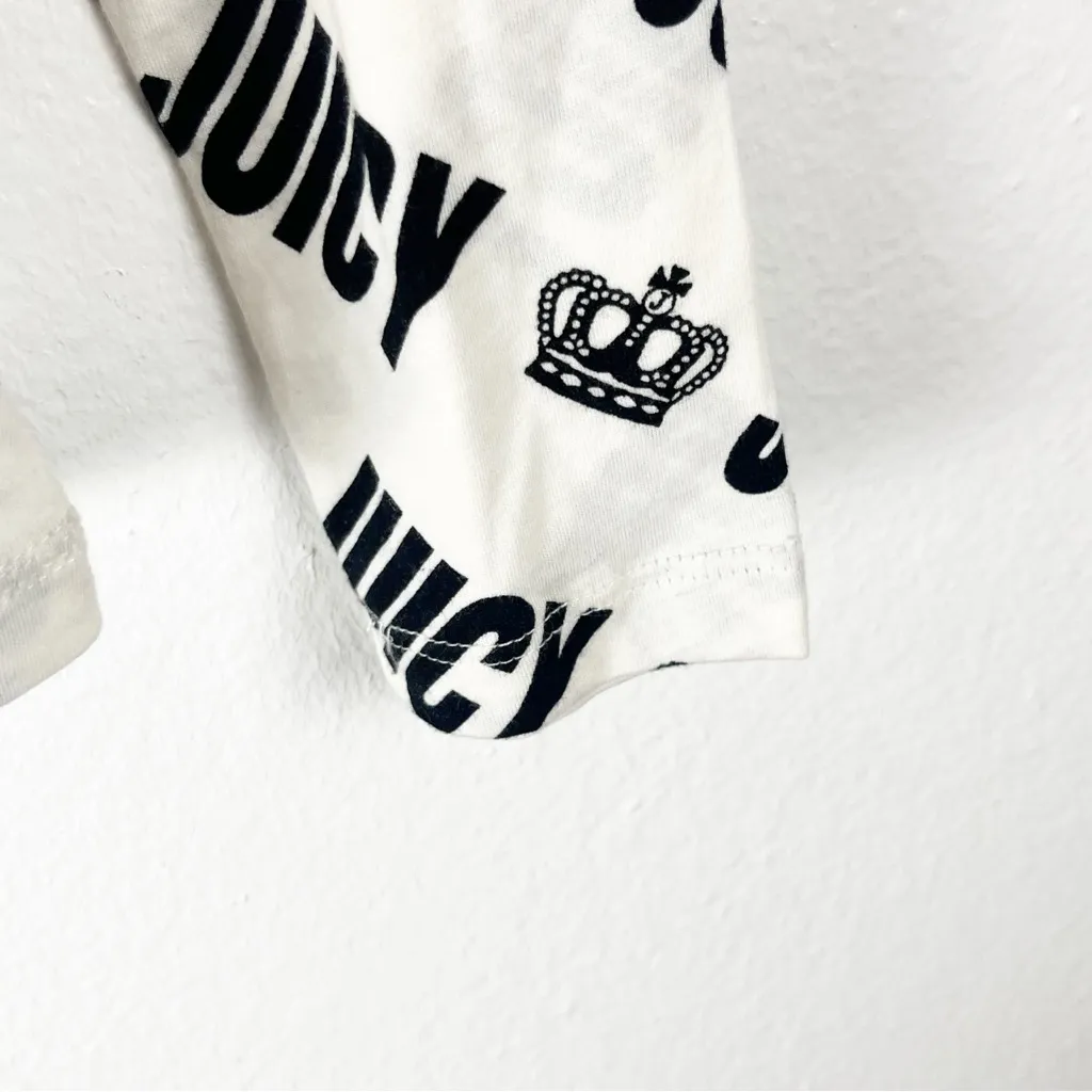 JUICY COUTURE White Black “Juicy” Crown Graphic Logo Long Sleeves Top Medium - Image 7