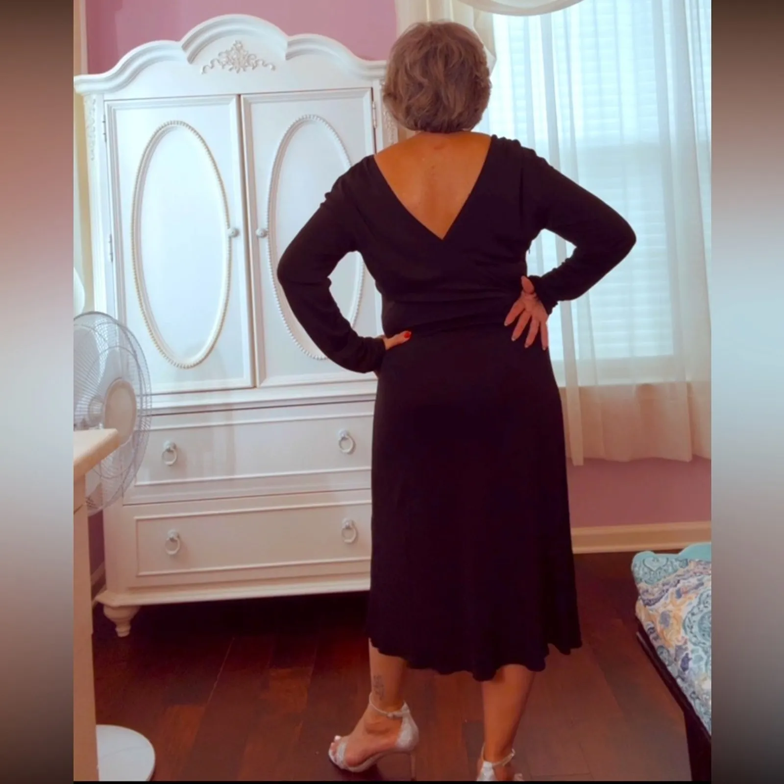 Luca Luca Made In Italy Black Faux Wrap Elegant V - Image 2