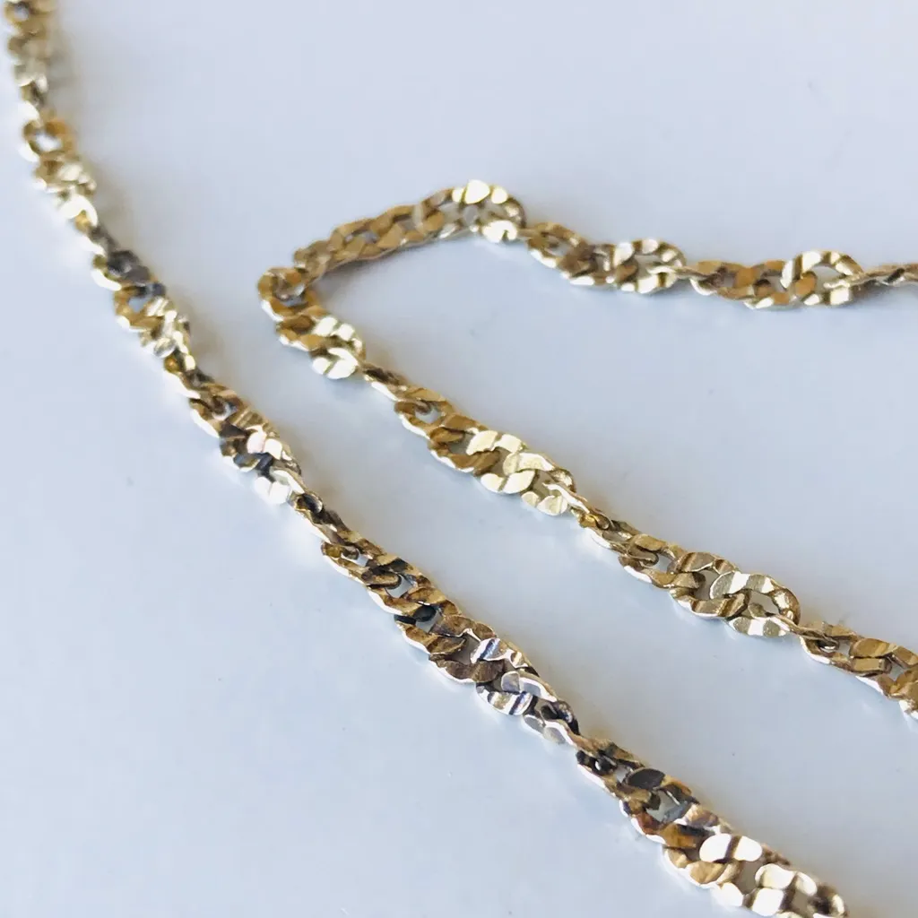 Sterling Silver Gold Tone Twist Chain Necklace, 925 LIRM - Image 4