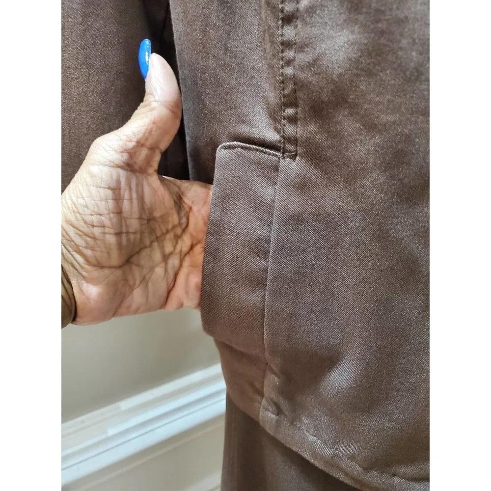 D.F.A New York Women's Brown Cotton Single Breasted Blazer & Pant 2 Pc's Suit XL - Image 5