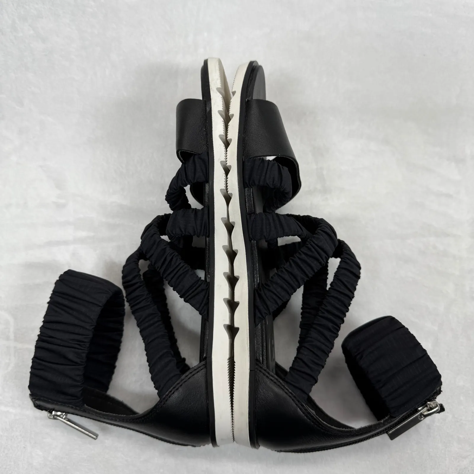 Sorel Gladiator Sandals Ruched Straps Back Zipper Black Leather Size‎ 6.5 - Image 7