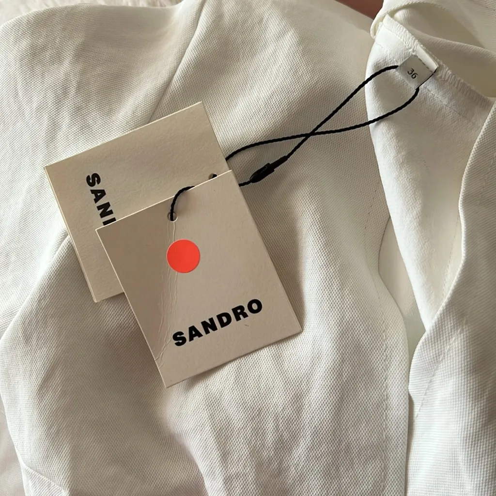 Sandro Albi V Neck White Dress NEW - Image 9