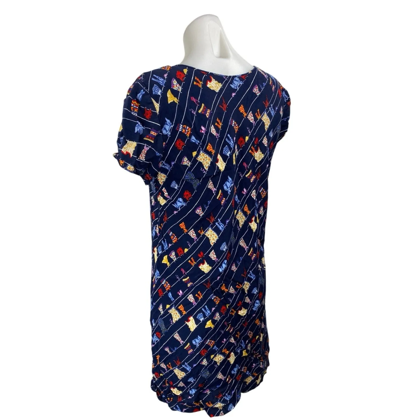 VTG Jessica Howard Blue Hanging Clothes Print Short Sleeve T Shirt Mini Dress M - Image 2