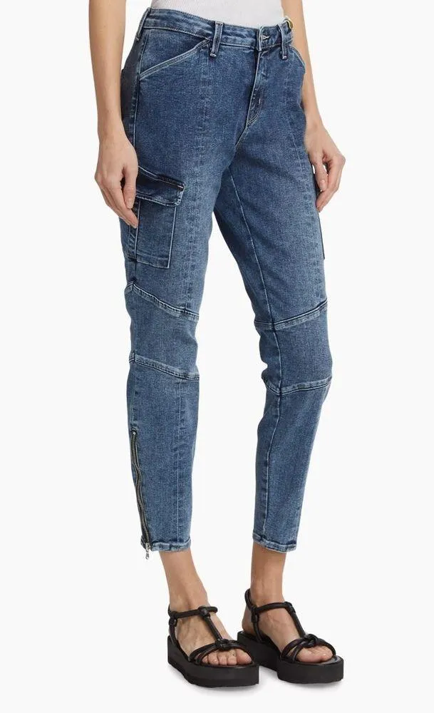 L’AGENCE Patton Skinny Cargo Jeans Solway Side Zip Mid Rise Moto Stretch - Image 2