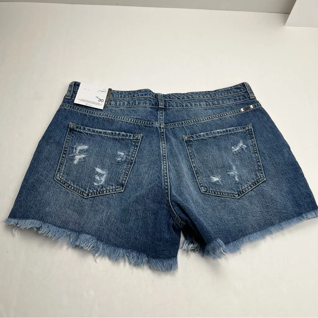 KanCan Mom Denim Jean Short Frayed Cutoff Relaxed Thigh Womens Size 13 / 30 NEW‎ Blue - Image 13