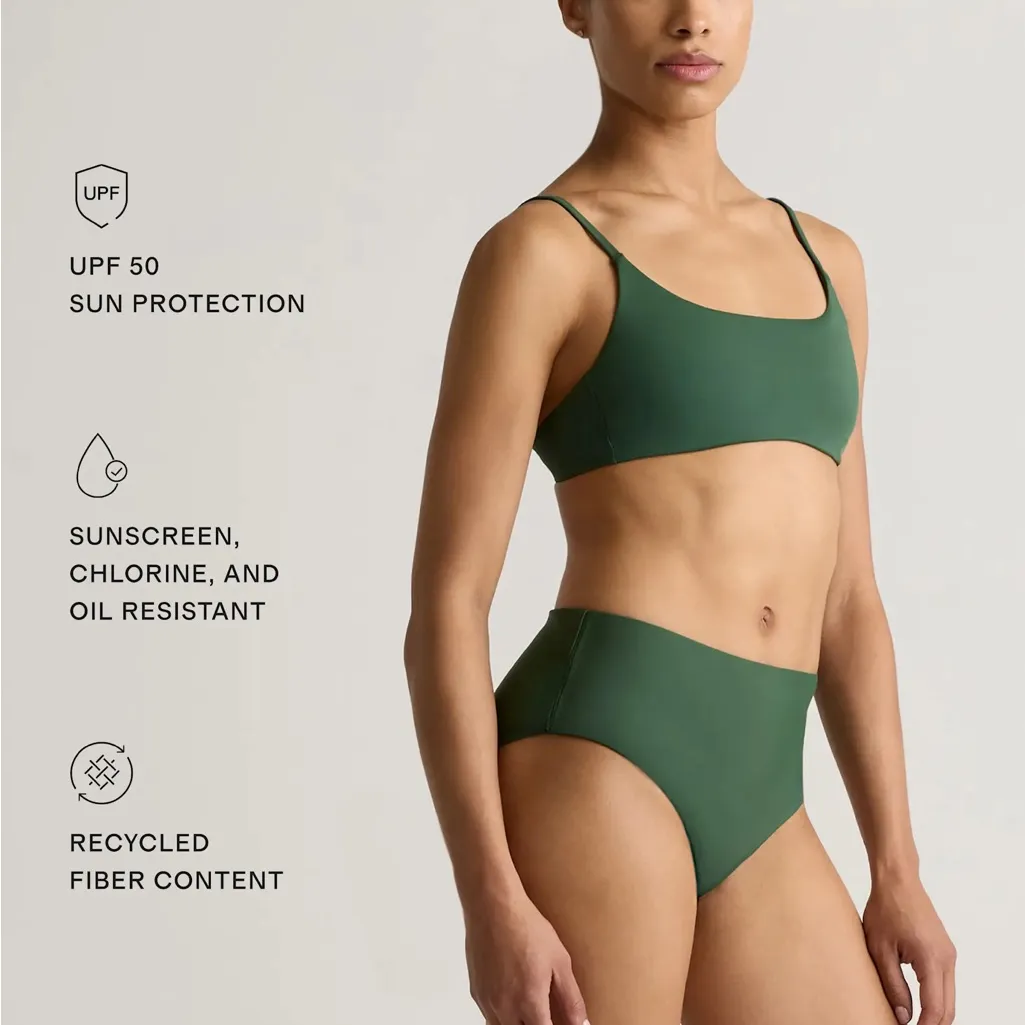 NWOT Quince Italian High Rise Palm Green Bikini Bottom Swimwear Sz L 🌴 - Image 4