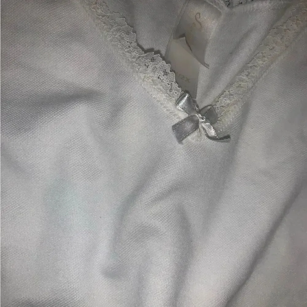 Vintage y2k lace trim bow coquette feminine long sleeve tee White Size 2X - Image 2