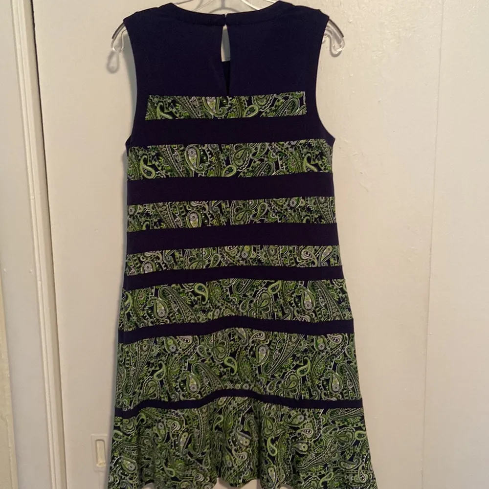 MICHAEL Michael Kors Navy and Green Paisley Shift Dress Blue Size M - Image 4