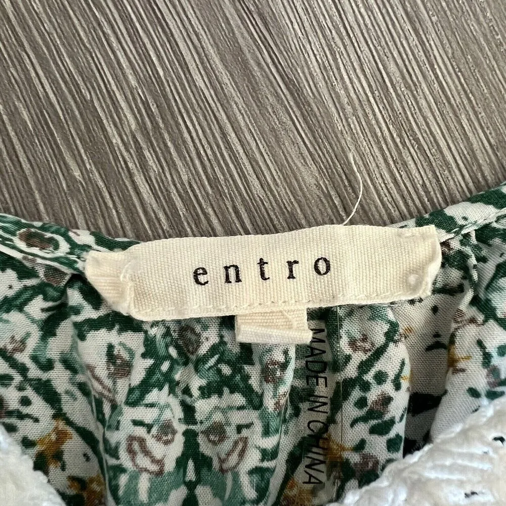 Entro Top Womens Large Off The Shoulder Shirt Colorful Green - Image 2