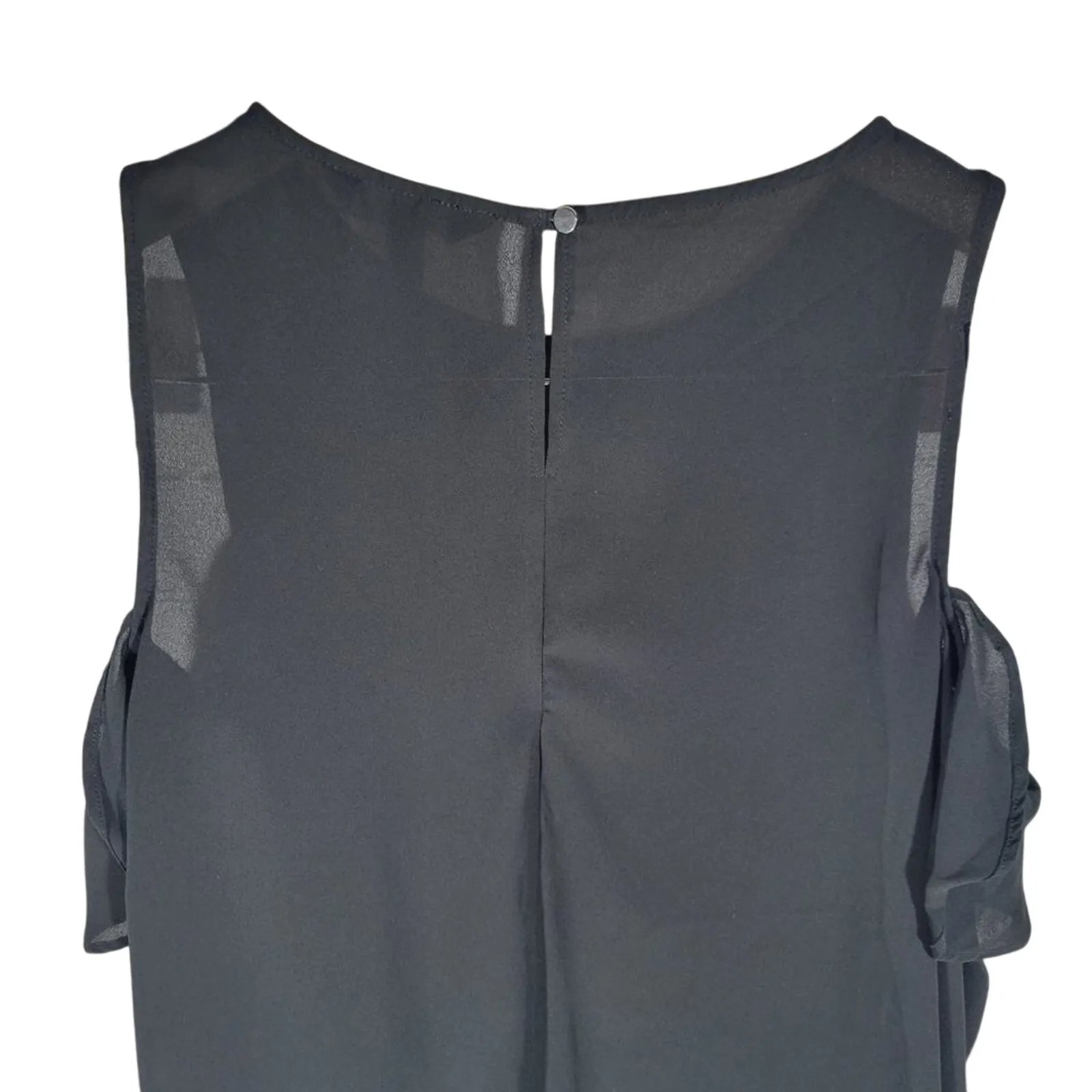 Banana Republic Petite Black Cold Shoulder‎ Ruffle Blouse Top XS - Image 5