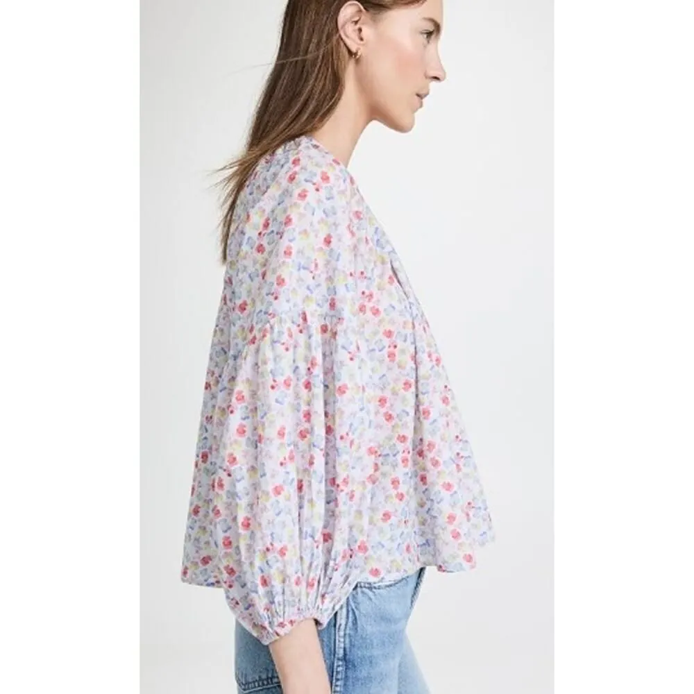Something Navy Long Sleeve Flowy Button Up Floral Top Sz. S - Image 3