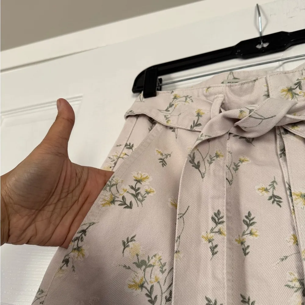 Topshop MOTO denim floral skirt front tie knot - Image 2