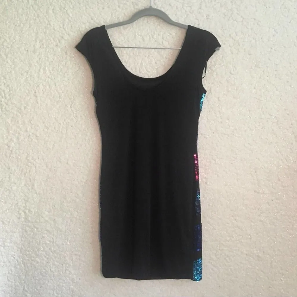 Forever 21 Wave Striped Sequin Sleeveless Mini Party Dress Small Blue Pink Tank - Image 4