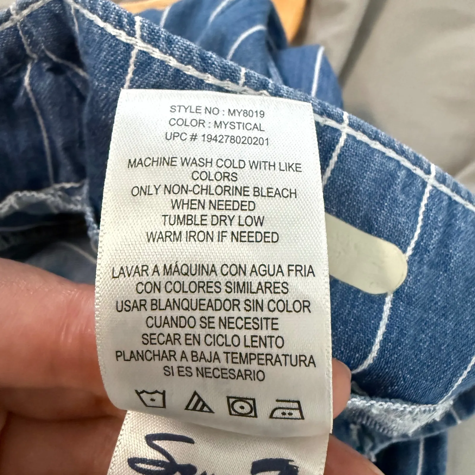 Seven7 Women's Size 16 Blue Pinstripe Wide Leg Crop Pants Belted - Image 6