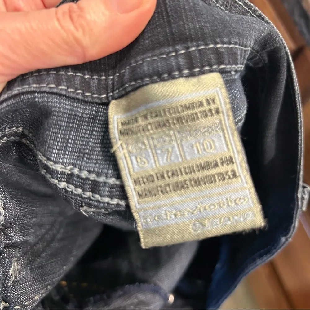 Cheviotto Columbian Retro bead embellished dark western flared denim size 5 JRs Blue - Image 11