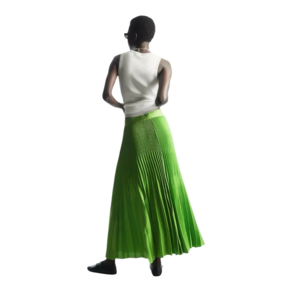 COS Kelly Green Pleated Skirt 12 - Image 2