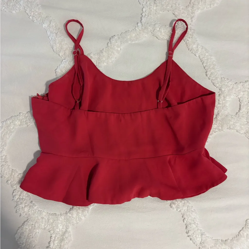 Superdown Red Ruffle Hem Crop Top - Image 11