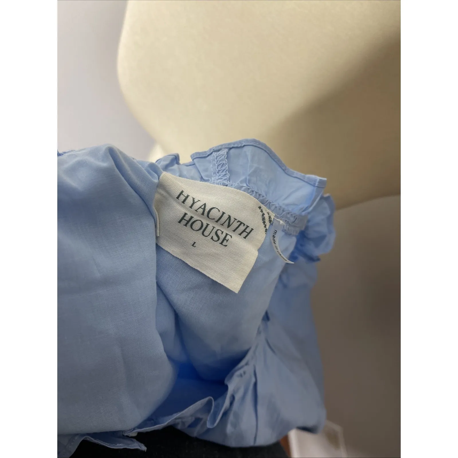 Tuckernuck Hyacinth House Light Blue Mini‎ Gwyn Dress Puff Sleeve Large L - Image 10