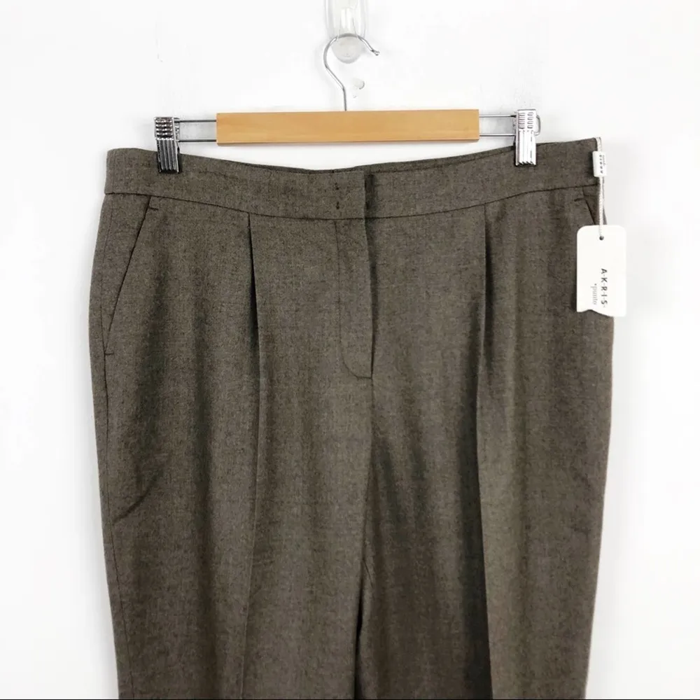 New  Akris Punto Maiko Pleated Flattering High Waisted 100% Wool Trousers Pants - Image 3