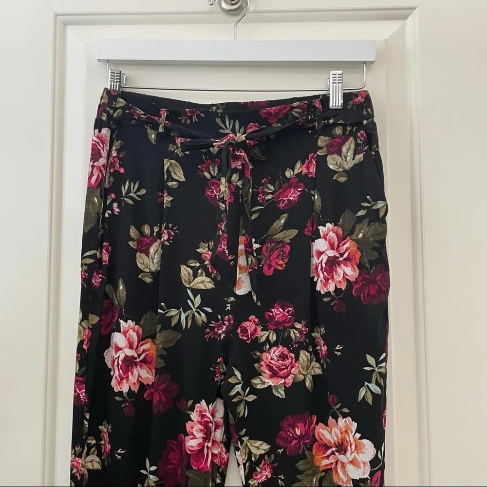 Papaya Floral Tie Waist Pants Black - Image 3