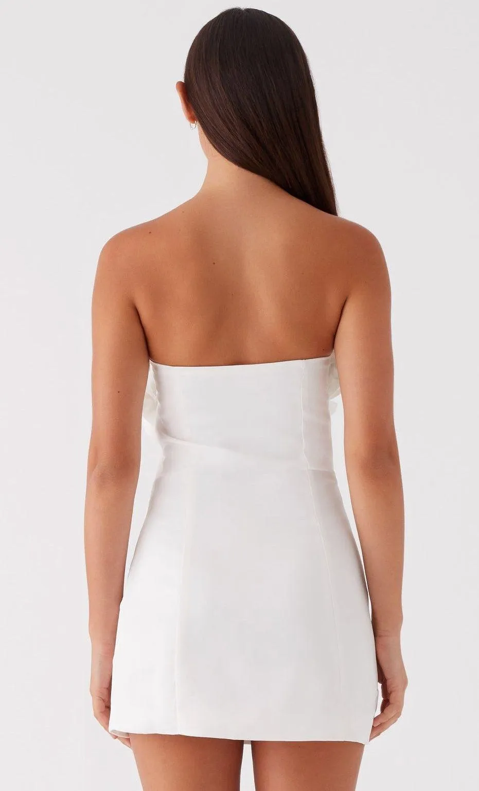 White Floral Satin Mini Dress - Image 5