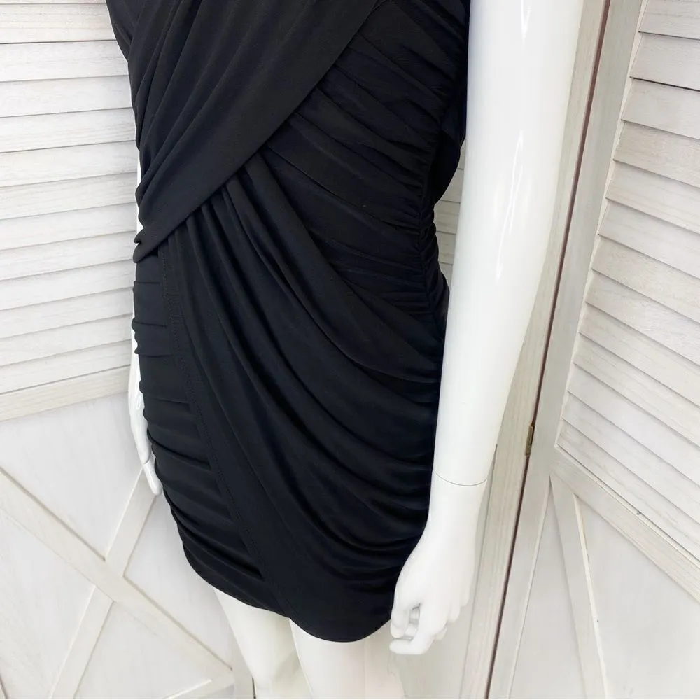 Vintage Fredricks Of Hollywood Ruched Bodycon Mini Dress Black Small Black - Image 7