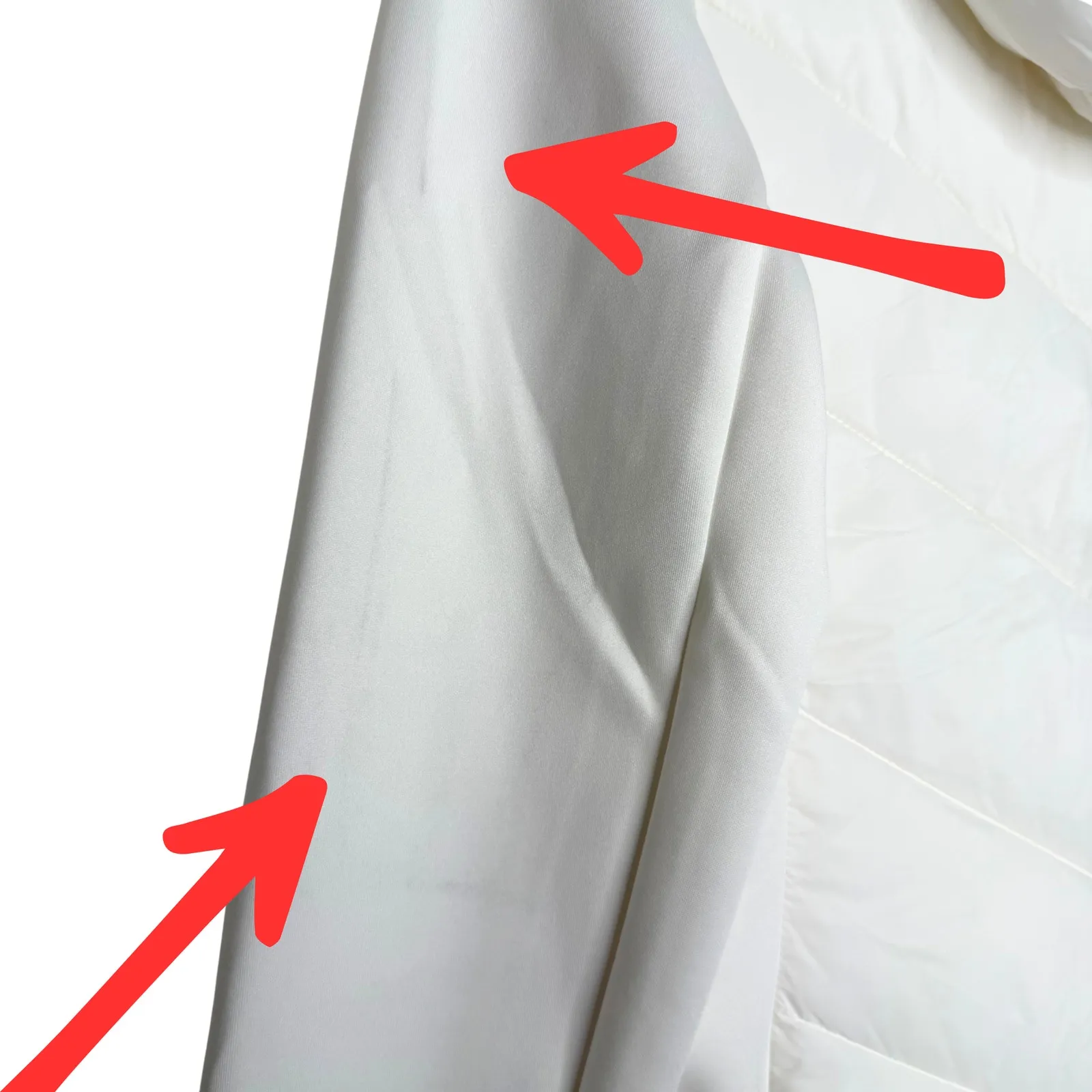 DKNY Mixed Media Scuba Sleeves Hooded Puffer Jacket Size Small White Winter Coat - Image 9