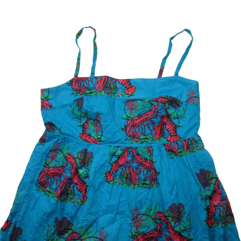 NWT J.Crew Tiered Maxi in Ultramarine Red Lobster Print Cotton Sun Dress 8 - Image 3