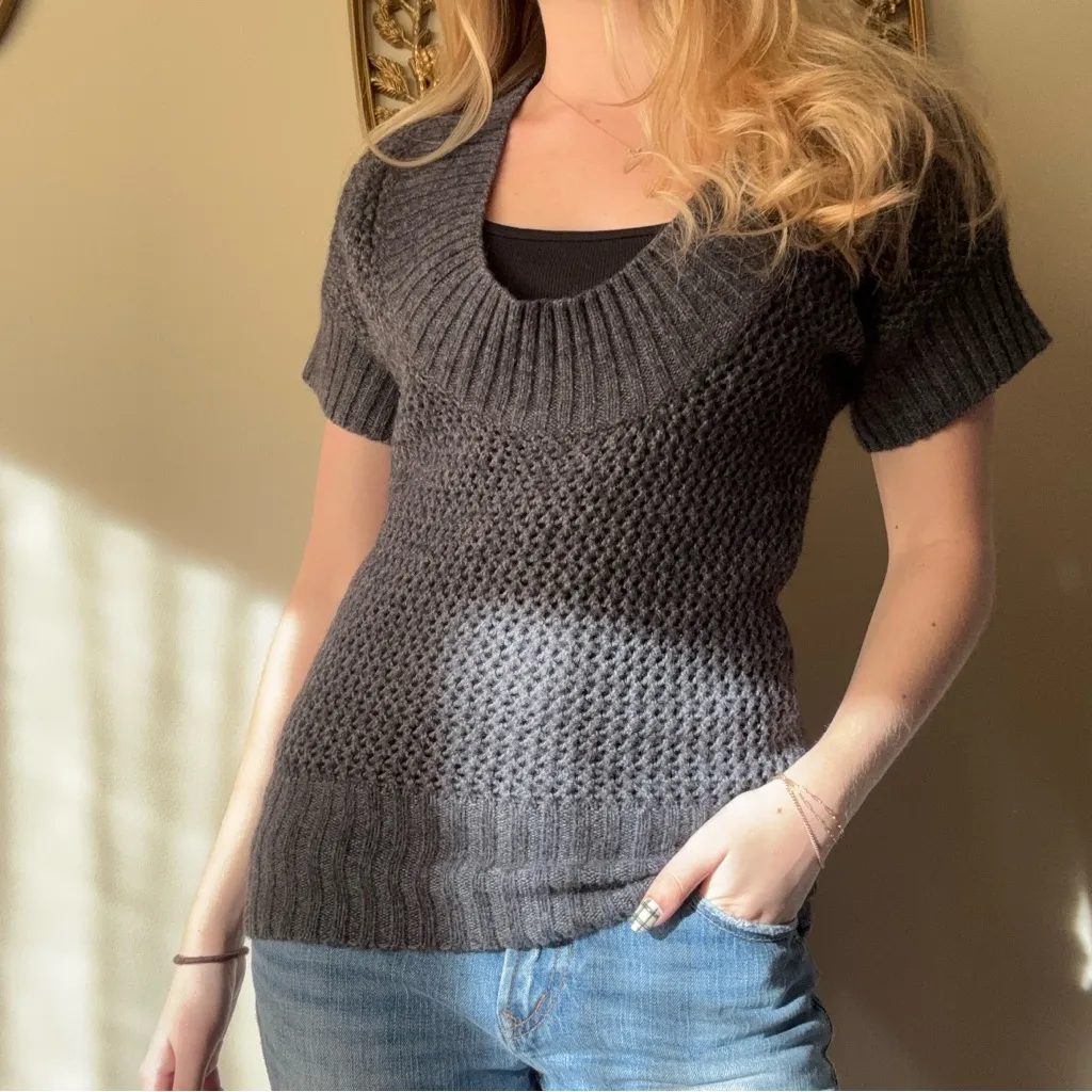 Club Monaco Dark Gray V-Neck Sweater - Image 6