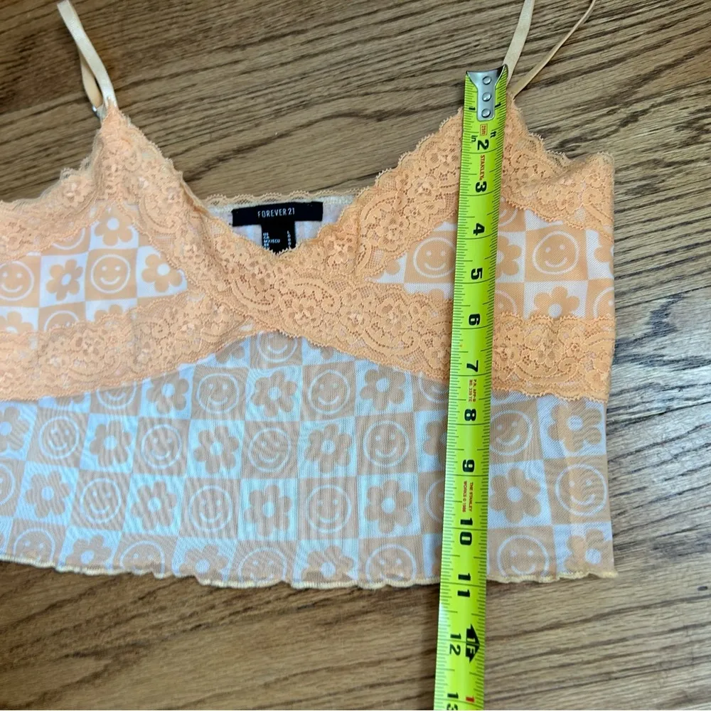 Forever 21 Smiley Face & Flowers Lace Cami Cropped Tank Top Size L - Image 11
