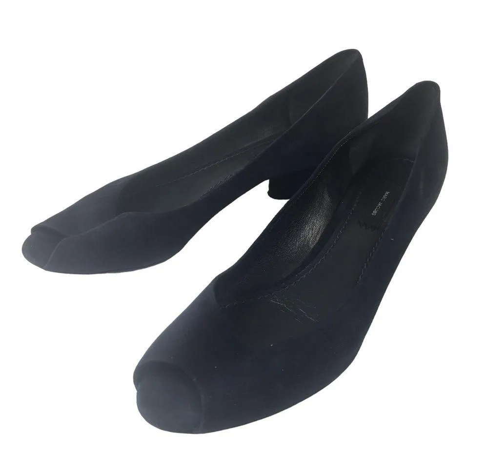 Marc Jacobs blue suede peep-toe pumps chunky low heel Size 37.5 / 7.5 - Image 2