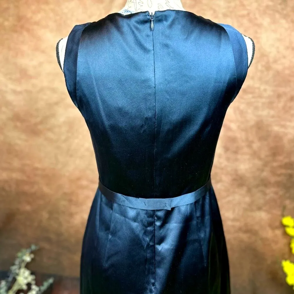 Elie Tahari Julie Fan Front 95% Silk Navy Multi Bodice Dress 6 - Image 11