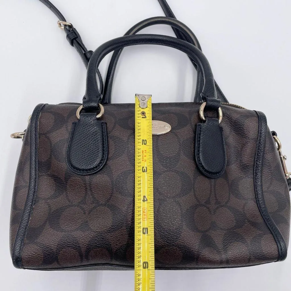 Coach Mini Bennett Satchel Bag Purse Signature Coated Canvas Leather Crossbody - Image 12