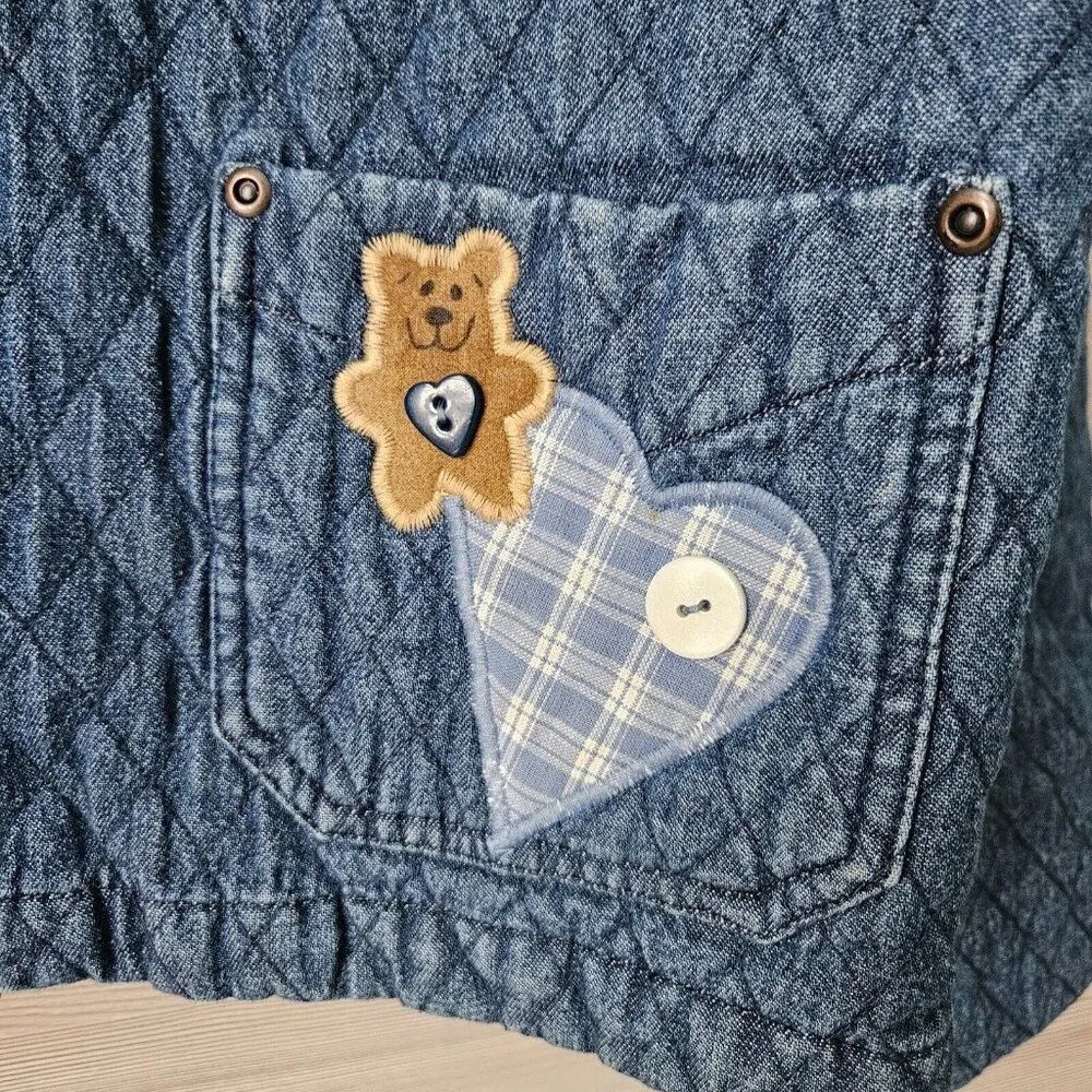Haiks Jacket Womens M Barn Coat Quilted Denim Bear Teddy Lover Graphic Vintage Blue Size M - Image 3