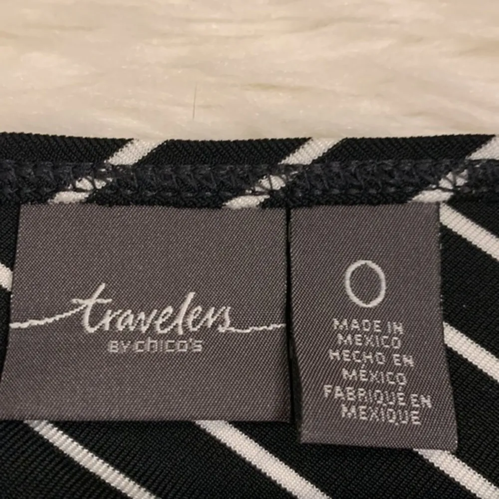 Travelers by Chico’s asymmetrical diagonal striped stretch tunic top S - Image 5