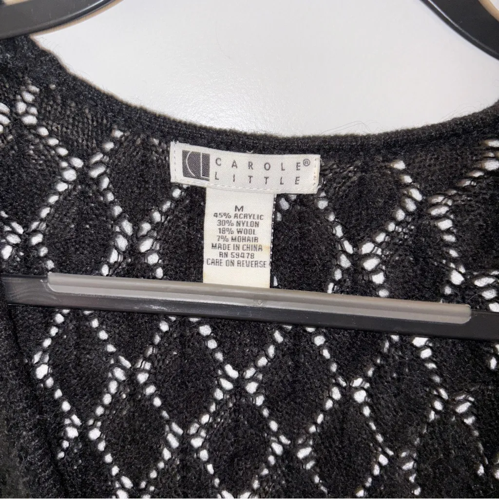 Women’s Carole Little Black Knit Tie Cardigan Size: M Size M - Image 4