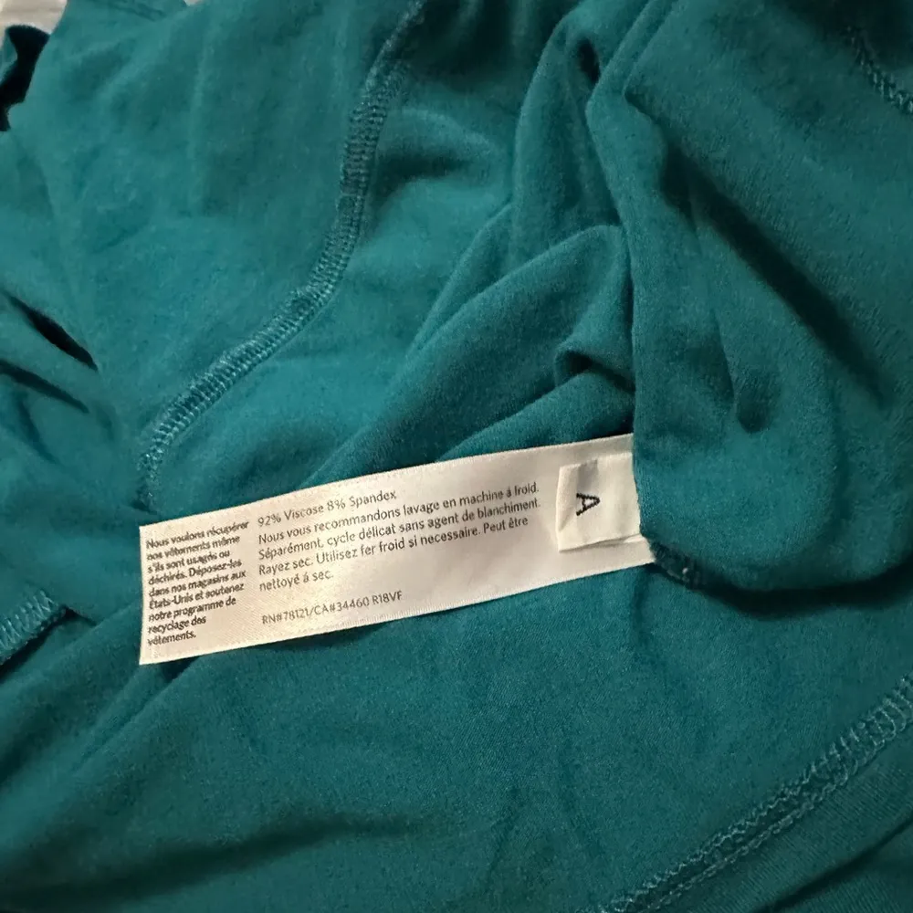 Eileen Fisher Stretch Jersey Bracelet-Sleeve V-Neck Top Teal Size M - Image 5