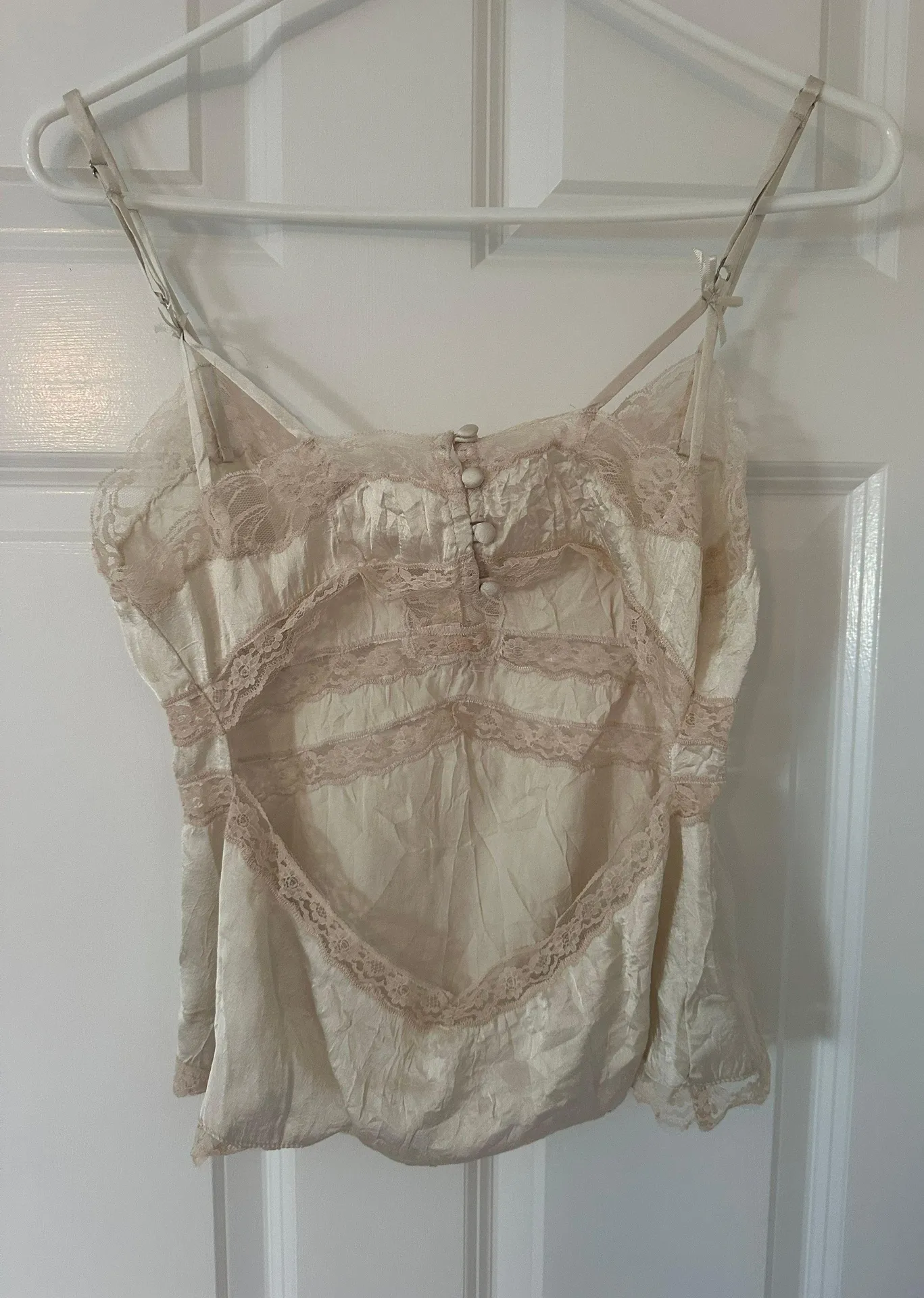 open back crushed satin lace cami - Image 5