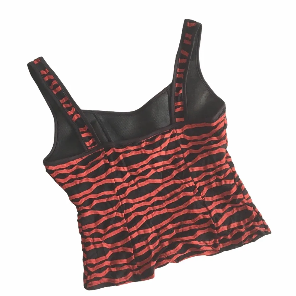 new Donna  Ruched Mesh Jacket + Boned Corset Style Tank Twinset  Red + Black - Image 8