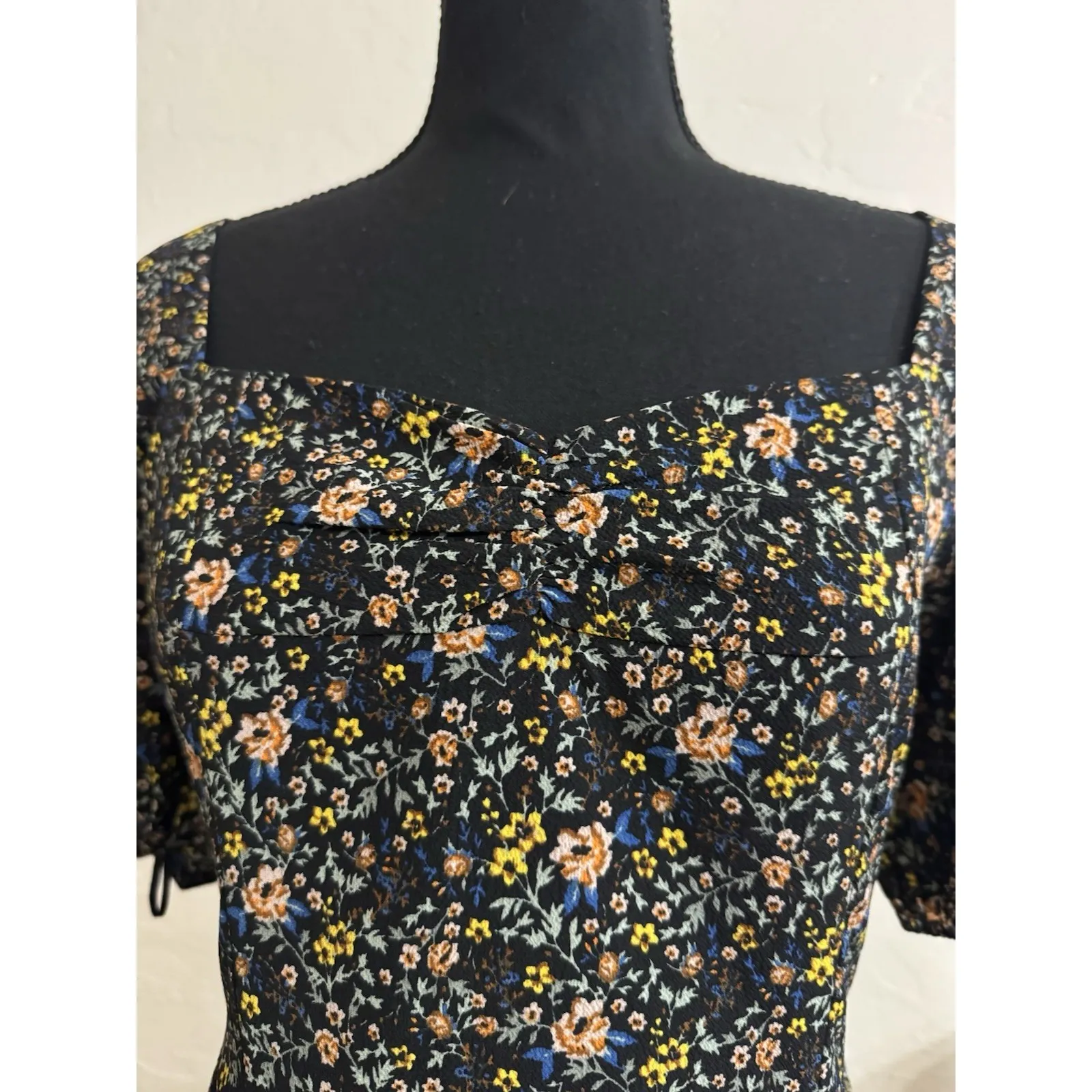 FRENCH CONNECTION Sz10 Fontini Puff Sleeve Mini Dress Baby Doll Floral Fairycore - Image 3