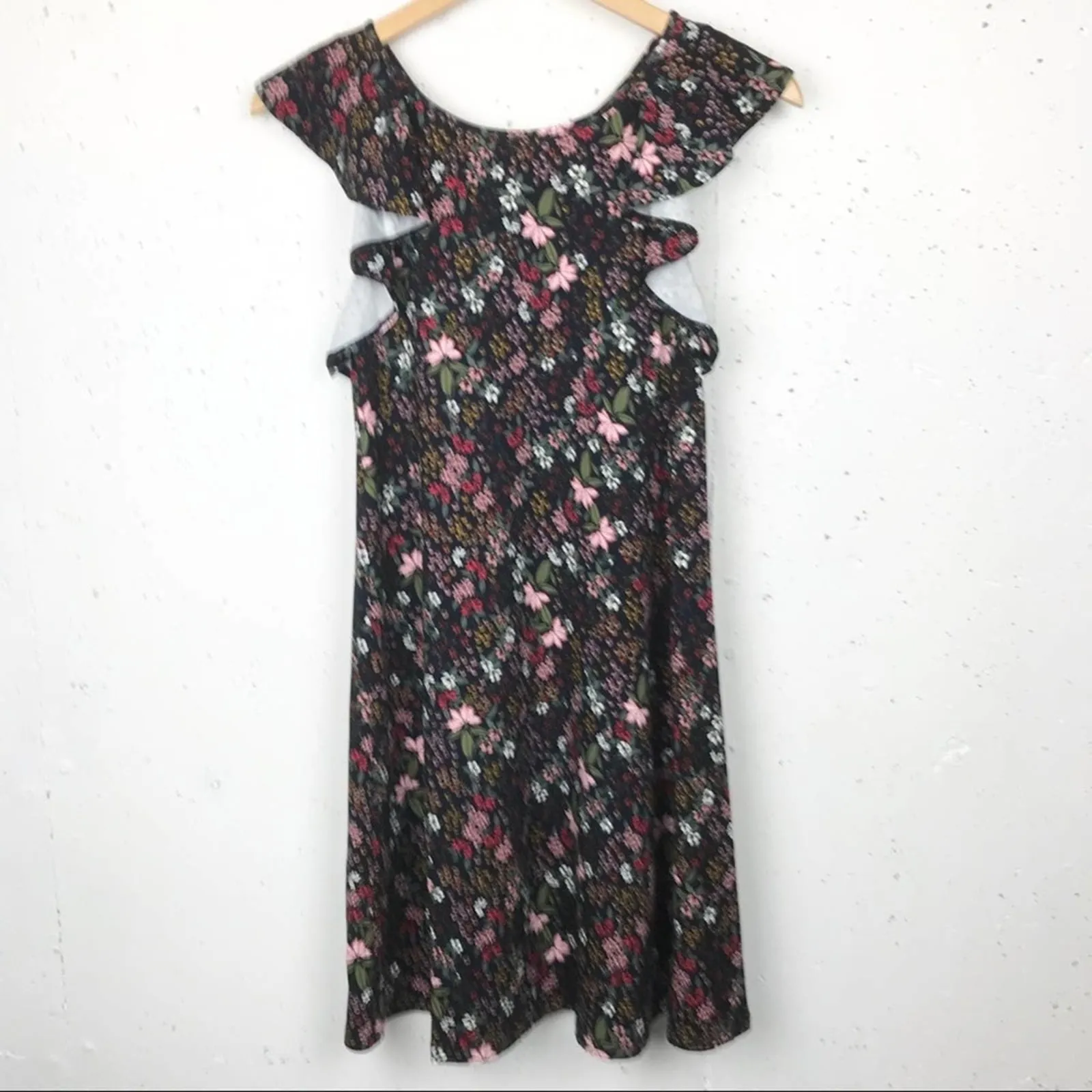 Ann Taylor LOFT Womens Garden Ruffle Sleeveless Swing Dress Navy Size XS - Image 2