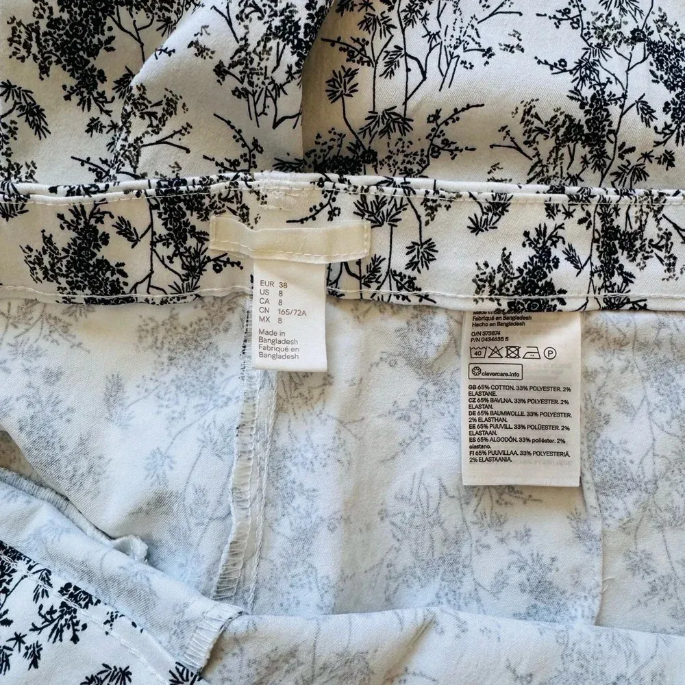 Women's H&M Work Casual Pants Trouser Slacks Black and White Flower Size 8 NWOT - Image 5